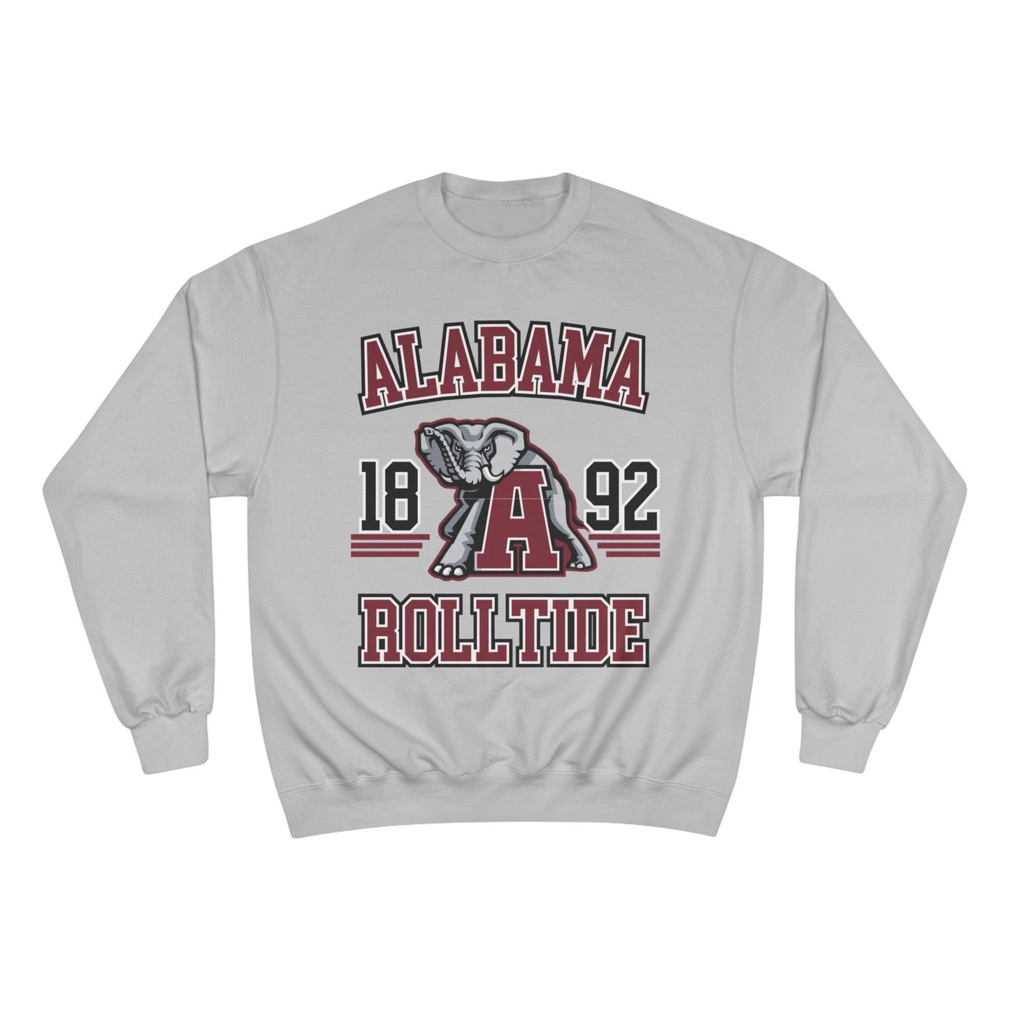 Gray sweatshirt with Alabama logo and text on a white background