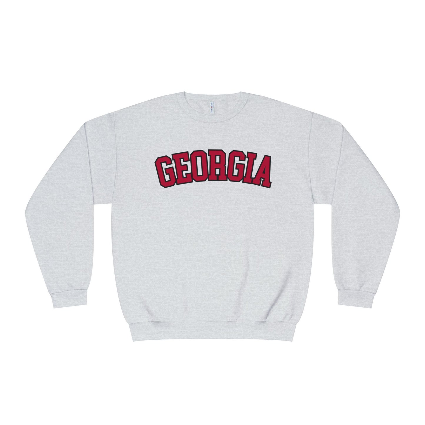 Gray sweatshirt with 'Georgia' printed in red on the back against a white background