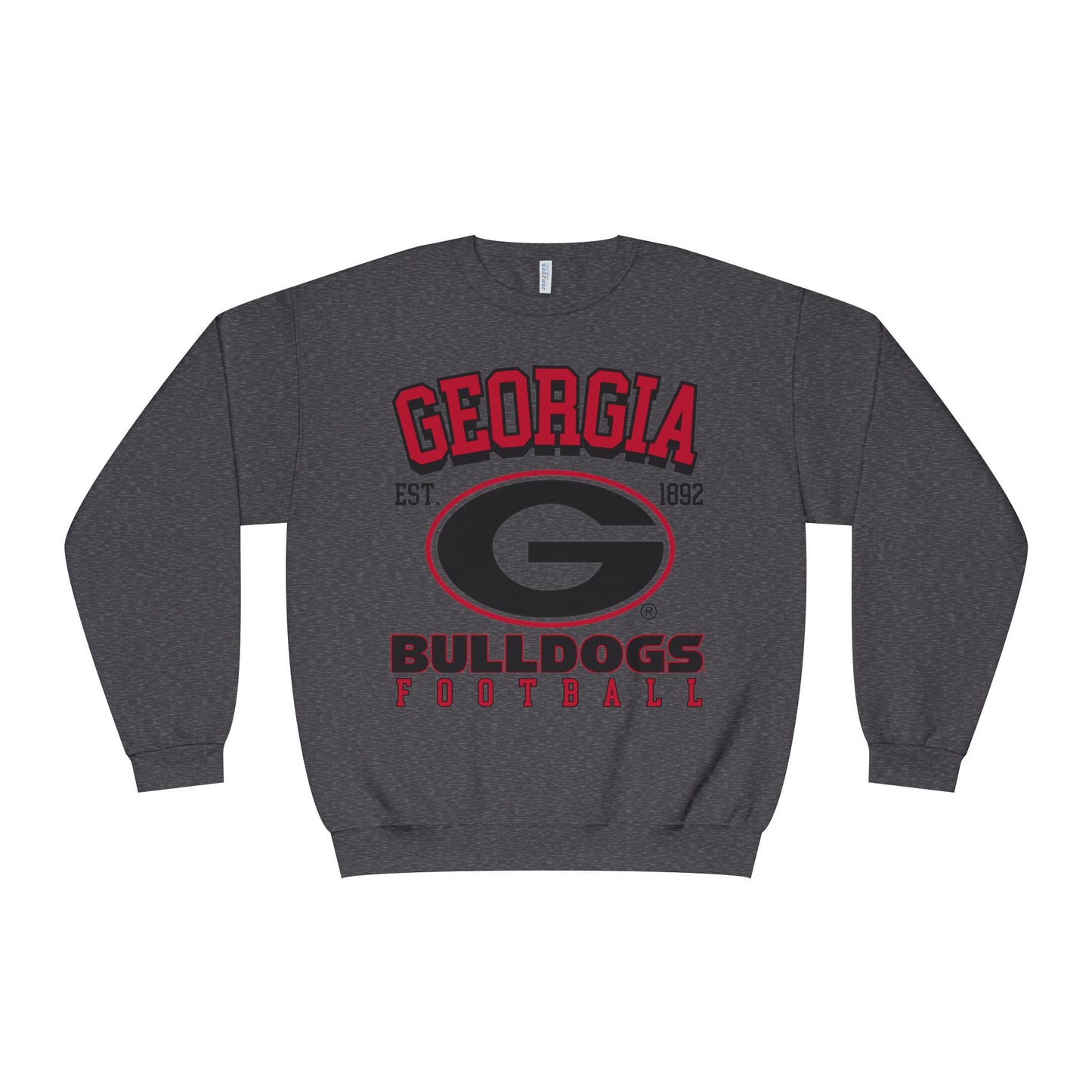 Gray sweatshirt with 'Georgia Bulldogs Football' text and logo on a white background