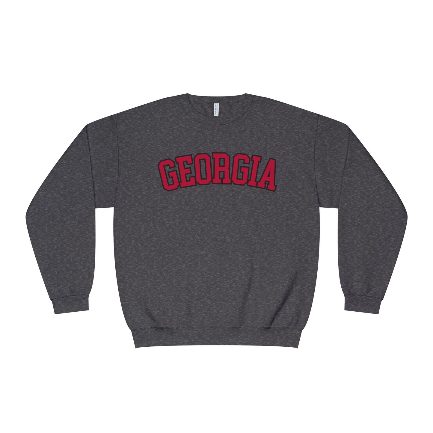Gray sweatshirt with 'Georgia' printed in red on a white background