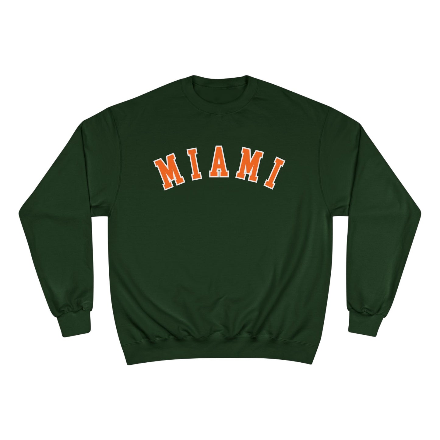Green sweatshirt with 'MIAMI' text on a white background
