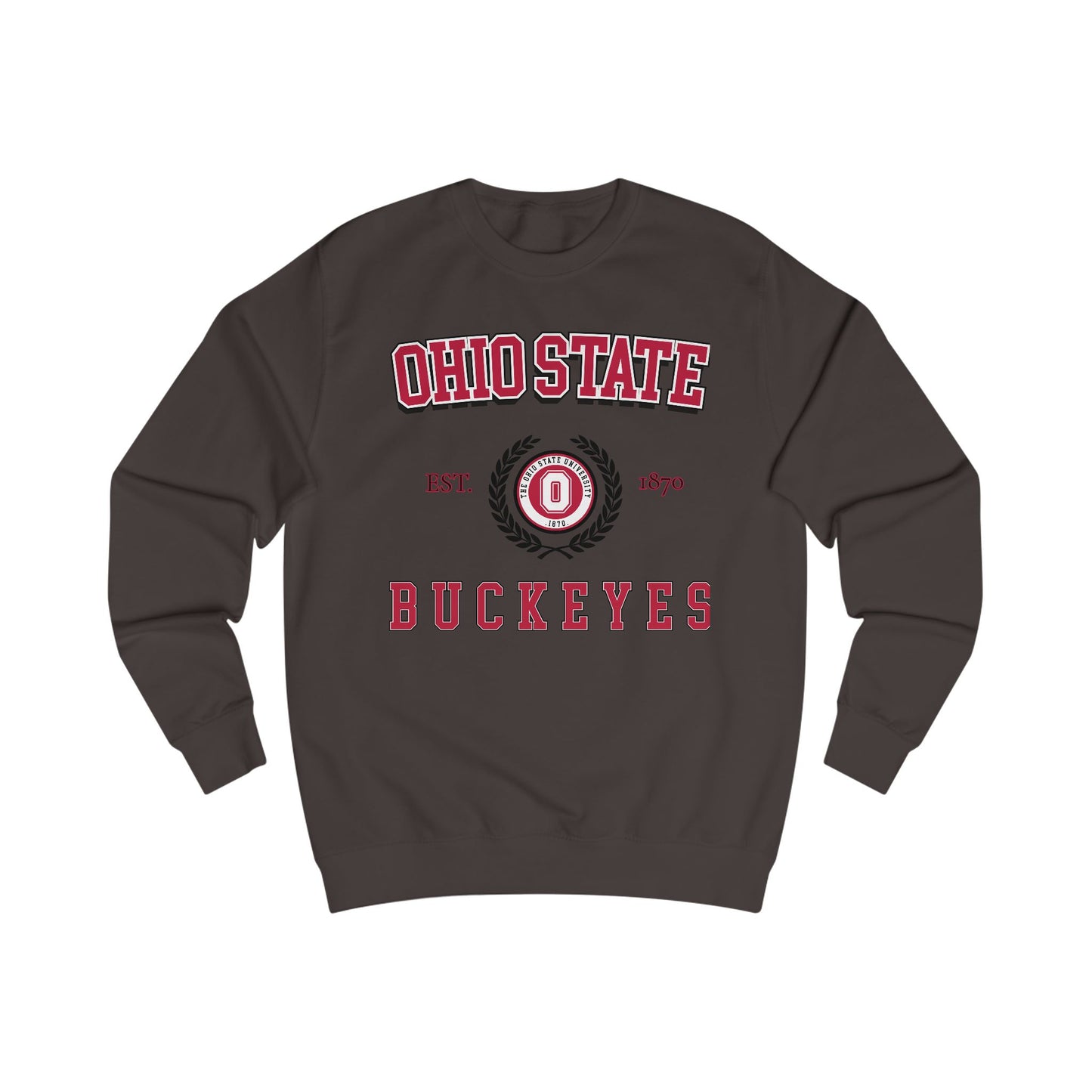 Dark gray sweatshirt with 'Ohio State Buckeyes' text and logo on a white background