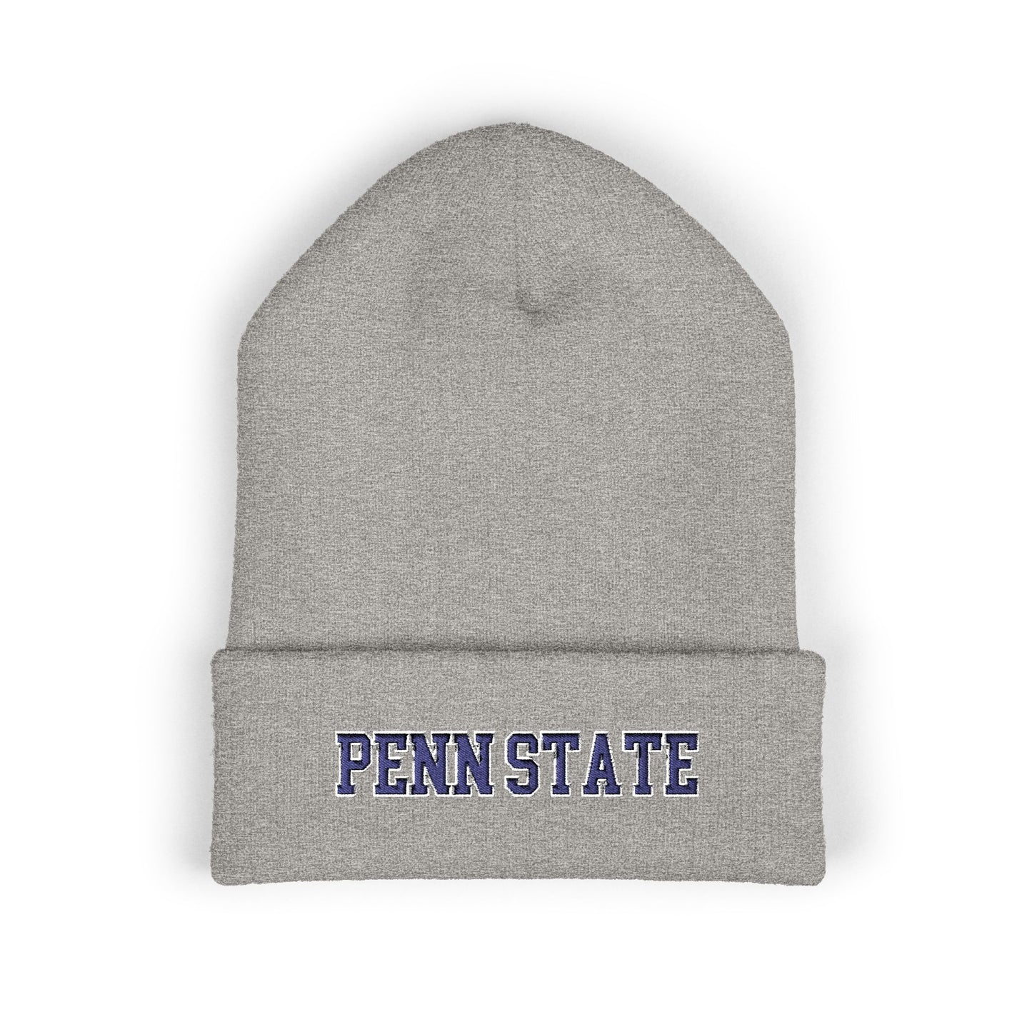 Gray beanie with 'PENN STATE' text on a white background