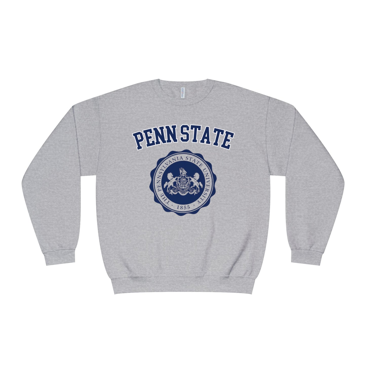 Gray sweatshirt with Penn State logo on a white background