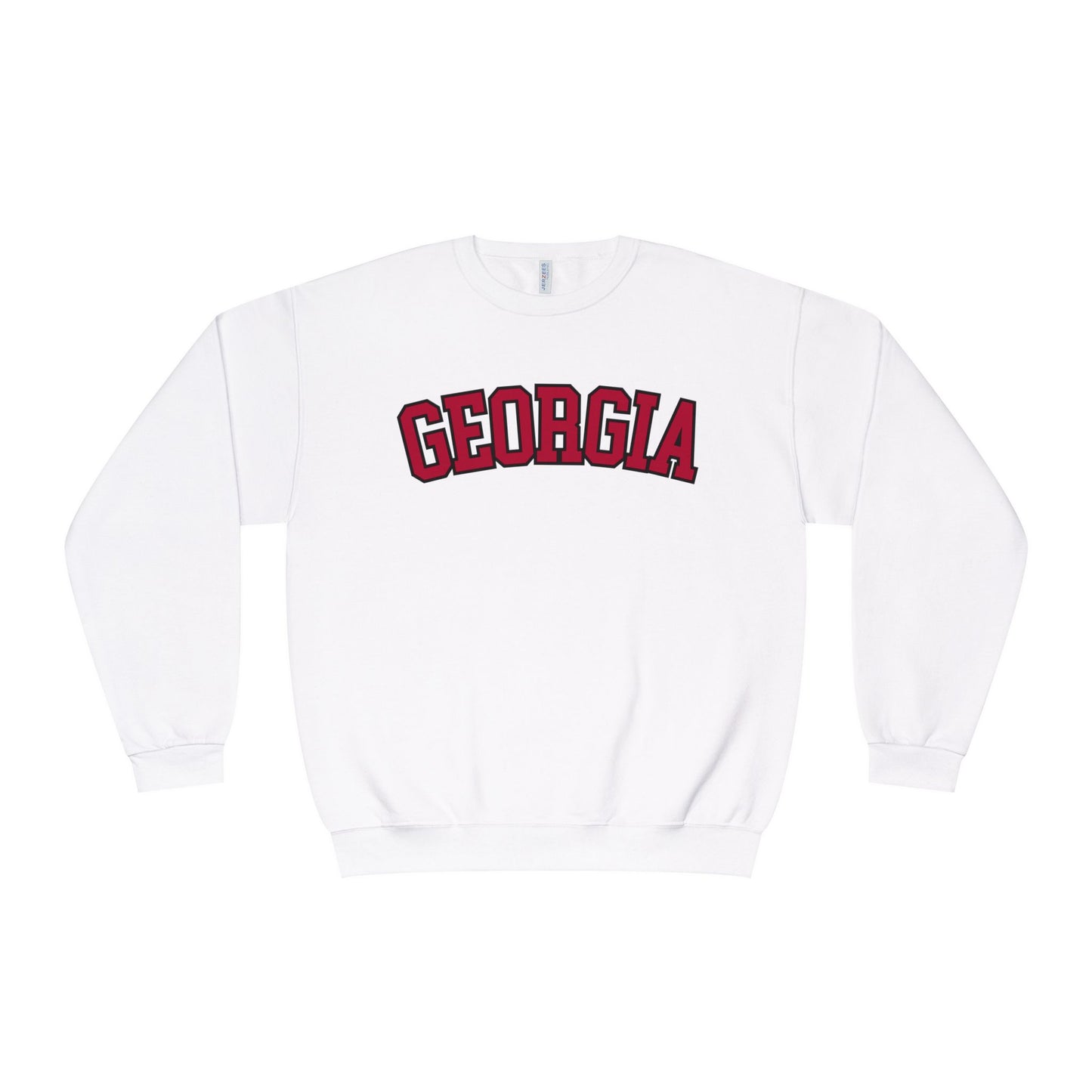 White long-sleeve shirt with 'GEORGIA' printed on the back against a white background
