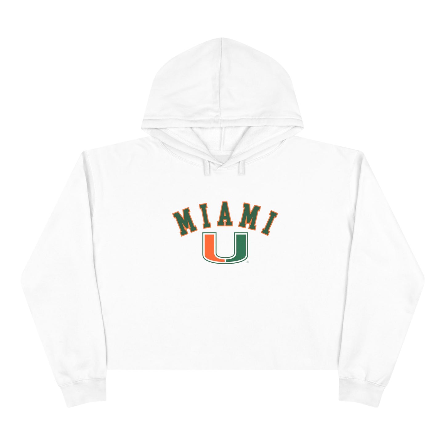 White hoodie with 'Miami' and 'U' logo on a white background