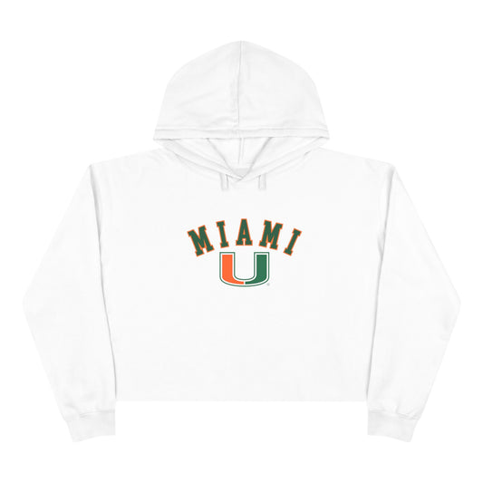 White hoodie with 'Miami' and 'U' logo on a white background