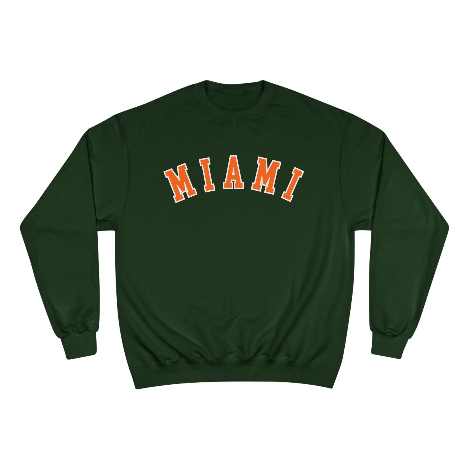 Green sweatshirt with 'MIAMI' text on a white background