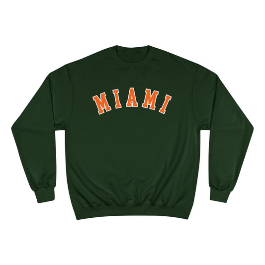 Green sweatshirt with 'MIAMI' text on a white background